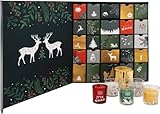 Origineller Adventskalender mit 25 Duftkerzen im Glas mit Spruch - Adventskalender kerzen - Mehrfarbige Weihnachtsversion