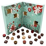 Hallingers Classical Christmas - Adventskalender Pralinen Geschenk handmade teils mit Alkohol aus Edelkakao Schokolade (Box) - Adventskalender Neuheiten & Adventskalender befüllen | Glückwunsch Chanuk