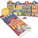 Cupper Premium Tee Adventskalender 2024 | Großer Kalender für die Adventszeit | Geschenk zur Weihnachtszeit | Bio-Kräutertee | Bio-Früchtetee | Keine Schokolade | Milchfrei | 33cm hoch | 24 Teebeutel