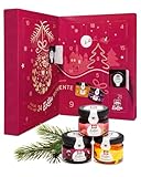 Schwartau Adventskalender 2024, Weihnachtskalender Geschenk mit Mini Marmelade, Konfitüre, Gelee und Honig, 24 Fruchtaufstrich & Honig Portionsgläser, Probierset zu Weihnachten, Advent und Feiertage