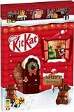 KitKat NESTLÉ KITKAT Adventskalender Schokolade mit 3D-Effekt, Weihnachtskalender mit 24 Schokoladenfiguren und Kugeln mit Knusperstückchen, 1er Pack (1 x 208g)