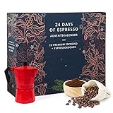 Erlebnis Kaffee Adventskalender 'Espresso' - mit Espressokocher & 23 x gemahlenen Espresso Sorten, Kaffee Geschenk und Probierset