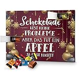 printplanet - Lindt Hello Adventskalender mit Spruch und Füllung in 4 Sorten - Schokolade Löst Keine Probleme Aber Das TUT EIN Apfel ja auch Nicht - 2024