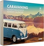 FRANZIS 55115 - Caravaning Adventskalender, VW Bulli T1 Metall Modellbausatz im Maßstab 1:24, mit 52-seitigem Begleitbuch