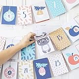 JulicaDesign Baby Adventskalender | 24 Überraschungen für Eltern und Baby + Dekokordel zum Aufhängen | empfohlen ab 8 Monate