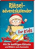 Rätseladventskalender for Kids 3: Mit 24 kniffligen Rätseln und Bildern zum Ausmalen