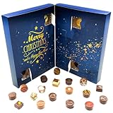 Hallingers Christmas Time - Adventskalender Pralinen Geschenk handmade ohne Alkohol aus Edelkakao Schokolade (Box) - Adventskalender Neuheiten & Adventskalender befüllen | Glückwunsch Chanukka Freunds