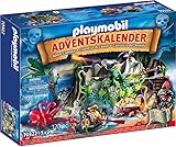 PLAYMOBIL Adventskalender 70322 Schatzsuche in der Piratenbucht mit zahlreichen Figuren, Tieren und Zubehörteilen hinter jedem Türchen, 120-teilig, Für Kinder ab 5 Jahren