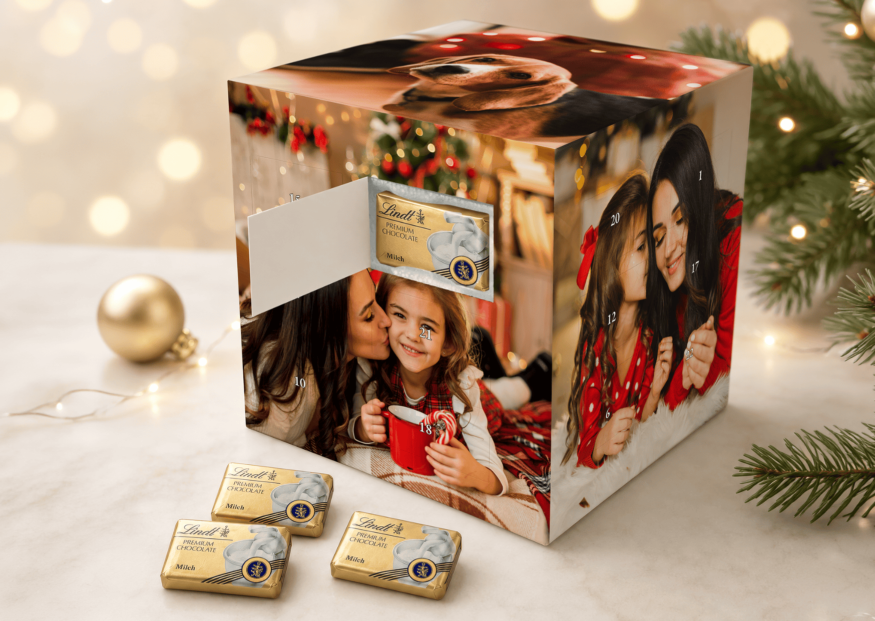 Würfel-Adventskalender mit Foto